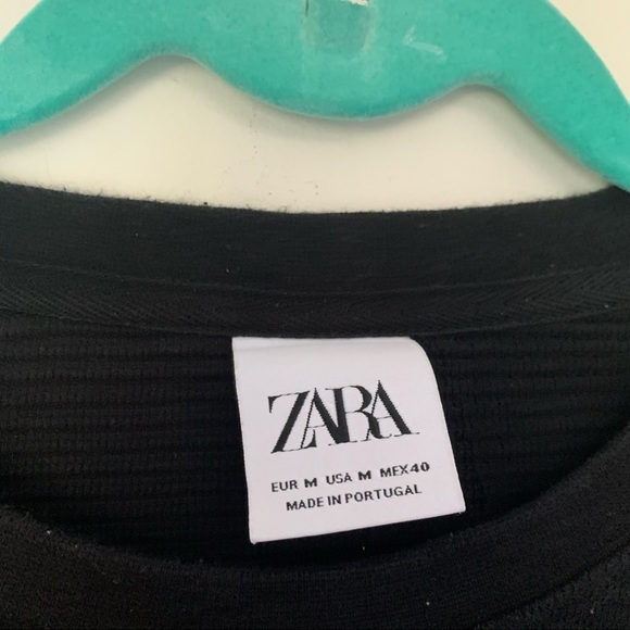 Zara black ribbed short sleeve top M - Picture 3 of 4